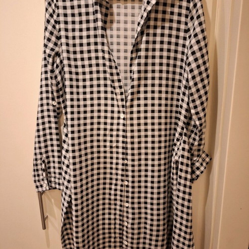 Atmosphere checked shirt dress like new, size M 38 10, black and white
