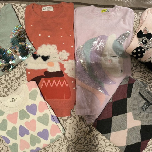 Girls' sweaters used, pack of 6, ages 6-8, colorful, H&M, Zara, Losan