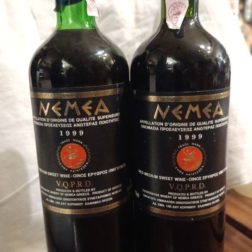 Nemea 1999 Vintage Wine Bottles Pair New
