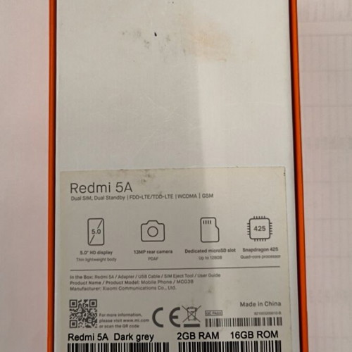 Xiaomi Redmi 5A used without charger with signs of wear