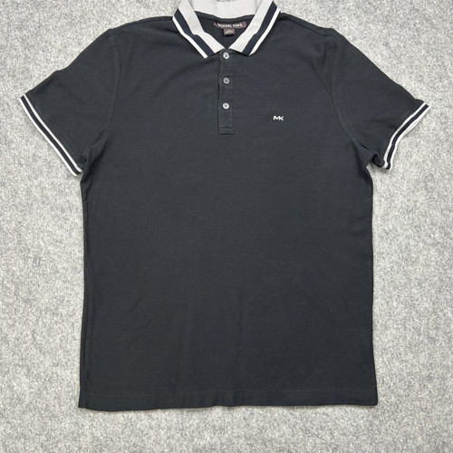 Michael Kors MK Polo shirt M black tipped collar used