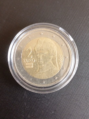 Austrian 2 Euro coin 2002 used with Bertha von Suttner