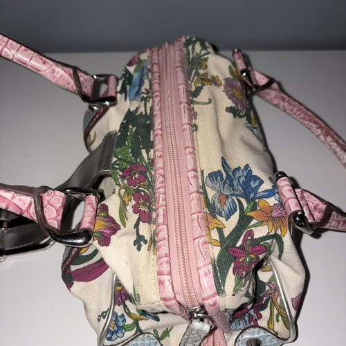 Guess vintage floral handheld bag, pink and turquoise details
