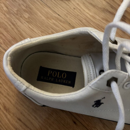 Polo Ralph Lauren Sneakers used, white canvas with leather toe, UK 9