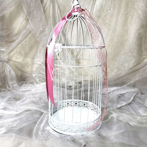 Large wedding/baptism decorative cage XL like new, vintage white