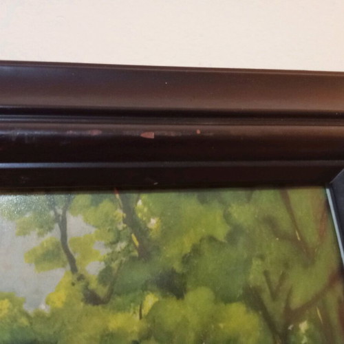 Old wooden frame with glass used, Greek village theme