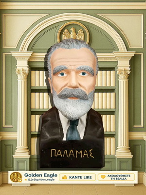 Bust of Kostis Palamas ceramic painted like new, tabletop statue
