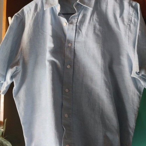 Livergy linen short sleeve shirt size M turquoise like new