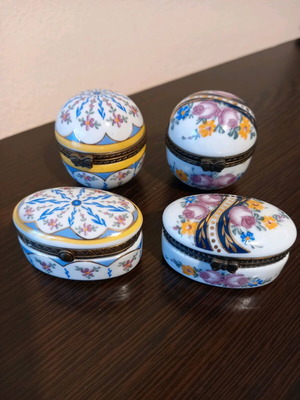 Decorative boxes used, pack of 4, porcelain