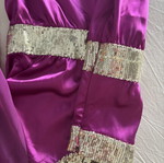Fuchsia Satin One Shoulder Dress with Sequins Size S like new