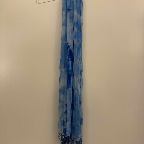 Light Blue Scarf with Tie-Dye Effect and Fringes like new