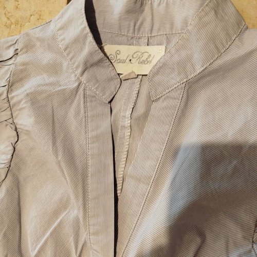 Cotton women's summer shirt like new, white and blue