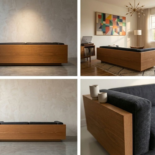 Custom Design Oak Sofa Pingpong Design Mid-Century Modern