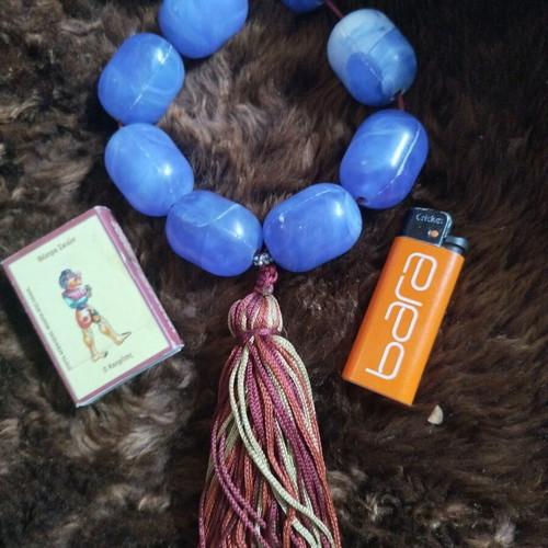 Handmade Worry Beads with Large Blue Beads New