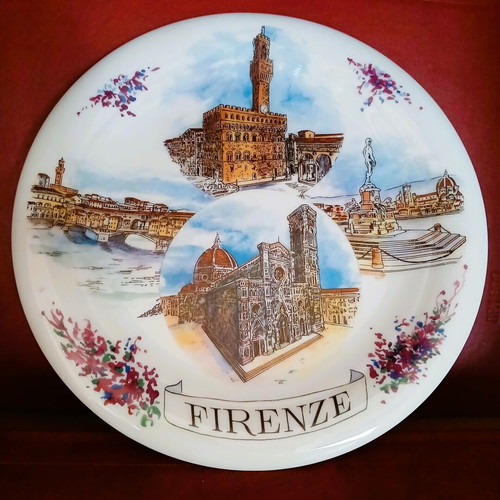Souvenir plate from Florence porcelain new