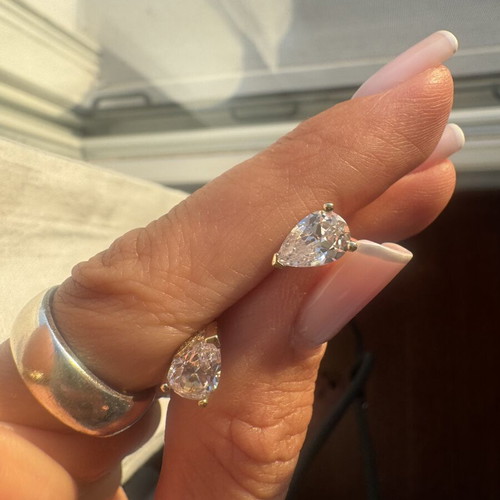 Zina drop-shaped earrings like new, silver gold-plated with zircon stones
