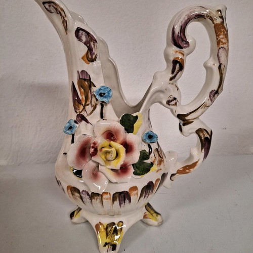 Italian pitcher used with hand-painted flowers