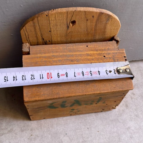 Salt box used, old handmade wooden collectible