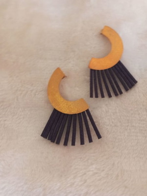 Handmade gold-plated earrings like new, gold and blue