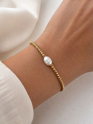 Bracelet with fresh water pearl, adjustable 16-19 cm