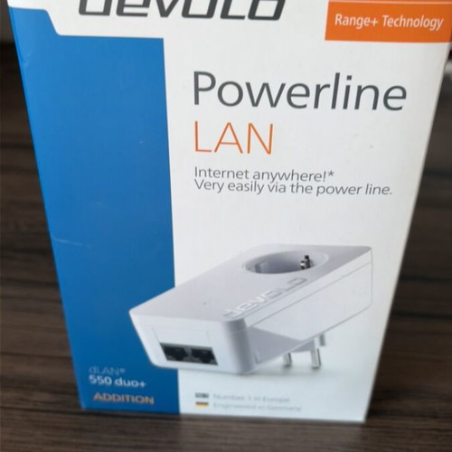 Devolo dLAN 550 Duo+ Single Powerline with 2 Ethernet ports and passthrough socket unused