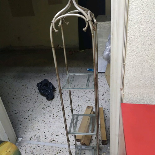 Metal shelf like new with glass shelves, vintage style