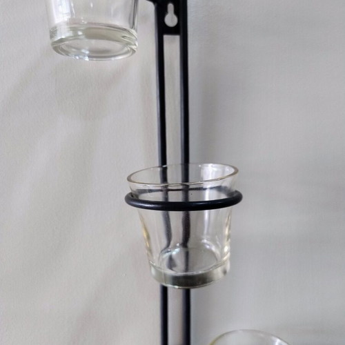 Metal candle holder for tealights like new, wall mount, glass cups