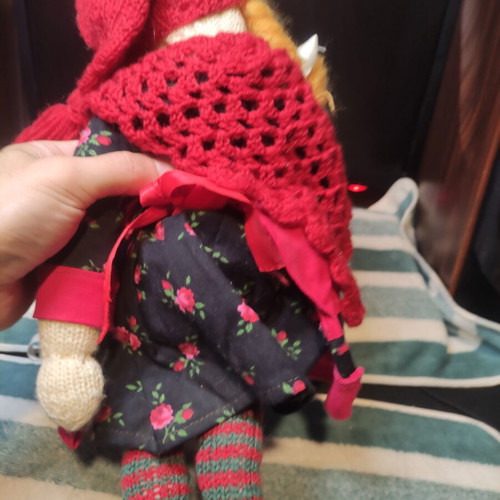 Fabric doll used, possibly Little Red Riding Hood, 40cm