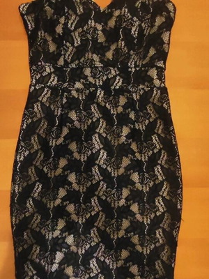 Mini dress with black lace and beige lining like new