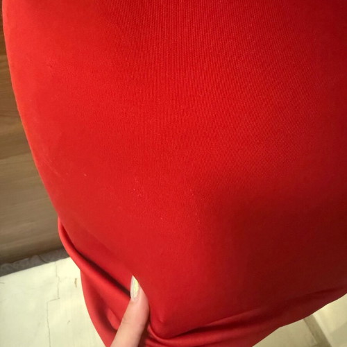 Evening dress used, red with side bow