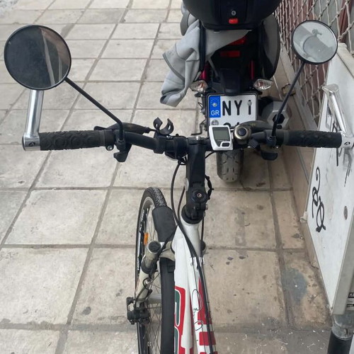 Trekking city bicycle like new, red, front suspension, disc brakes, men's