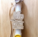 Handmade My First Easter candle new, white