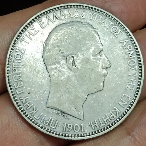 5 drachma 1901 silver Cretan taler