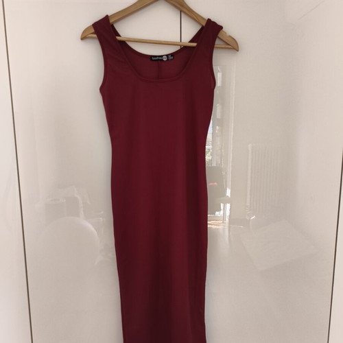 Boohoo midi bodycon dress size EU 36 new, burgundy