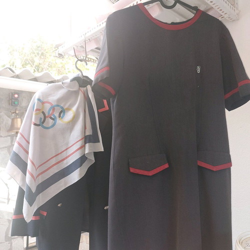 Olympic Airways flight attendant uniform ArtistI ItalianI like new with Tseklenis scarf