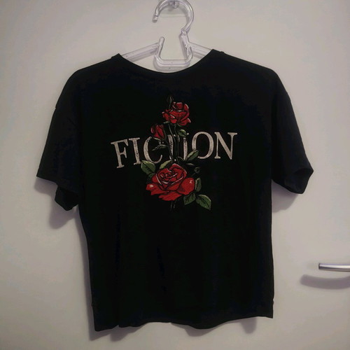Bershka black short-sleeve t-shirt with rose used