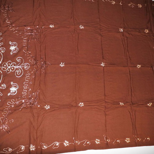Handmade pareo scarf with sequins silk and cotton blend