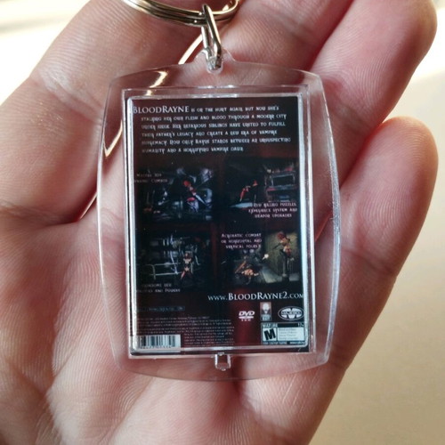 Bloodrayne 2 PS2 keychain, transparent acrylic, 4 x 5.5 cm