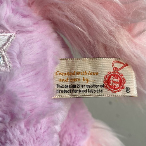 Pegasus plush toy pale pink and light purple with silver stars used