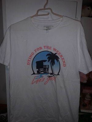 Μπλουζακι Τοπ T shirt  με φοινικα Large Ασπρο