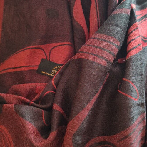 Poly Jacquard Shawl with Kelly Robinson Indigenous Motif, new