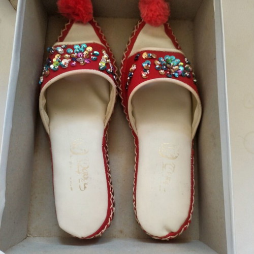 Deichmann vintage women's slippers 80s-90s, red, made in Italy