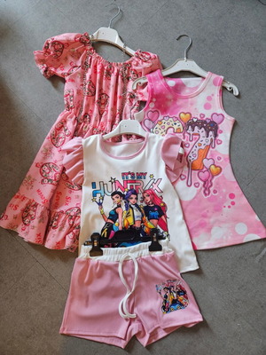 Girls' dresses and outfit set, size 122/128, colorful