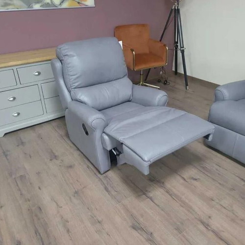 Gray leather sofa set two-seater and armchair G Plan new with relax mechanism