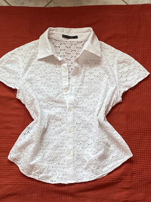 Raxevsky white short-sleeve lace shirt, women's