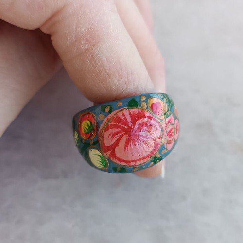 Wooden ring hand-painted like new