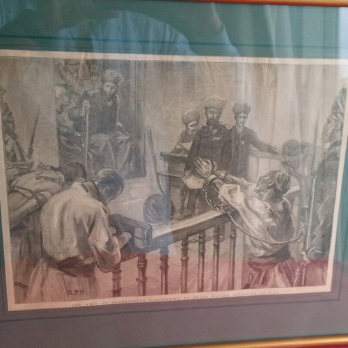 Framed rare vintage engraving, used