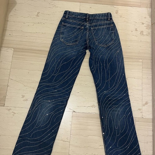 Zara blue low-rise jeans with rhinestones new