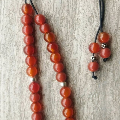 Worry beads handmade from red agate new with 33 beads