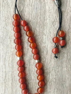 Worry beads handmade from red agate new with 33 beads